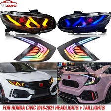 LED Headlight RGB Tail Light For Honda Civic Sedan 2016-2021 Lamps Assembly 4PCS