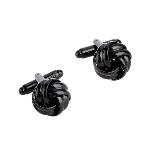 2 piezas Gemelos Nudo para Hombre Camisa Gemelos Tono Único Negocios Boda (Negro) - Imagen 9 de 12