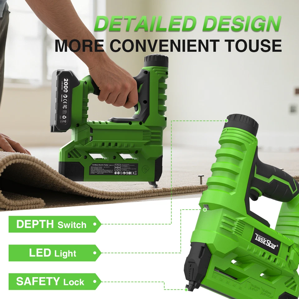 TaskStar 2in1 Akku Tacker Nagler Nagelpistole Nagelgerät Nagelmaschine 2 x Akkus - Bild 2 von 4