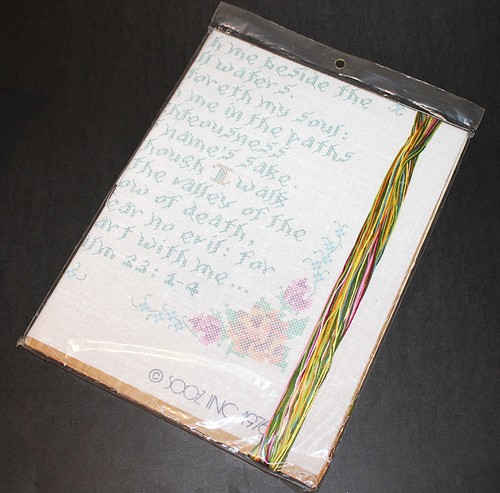 RAR Vintage Soo-Z 23. Psalm Sampler Kreuzstich Psalm 23,1-4 KJV Bibelverse - Bild 2 von 3