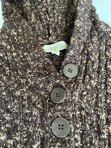 Cabela's Knit Sweater Hood Long Slv Ribbed Hem Brown Speckled Size Small Women’s - Picture 5 of 11