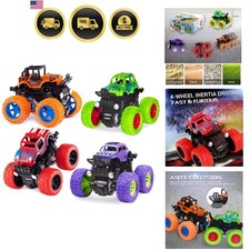 Monster Truck Toys - Friction Powered Toy Cars Push and Go Vehicles for Toddl...