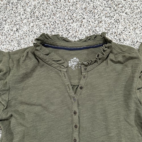 Anthropologie Pilcro Damen Shirt Größe M Grün Rüschen Henley - Bild 2 von 11