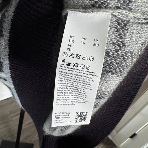 HUGO Boss Sekkon Wool Mohair Plaid Check Grey Knit Sweater XXL NEW Graphic Print - Picture 6 of 6