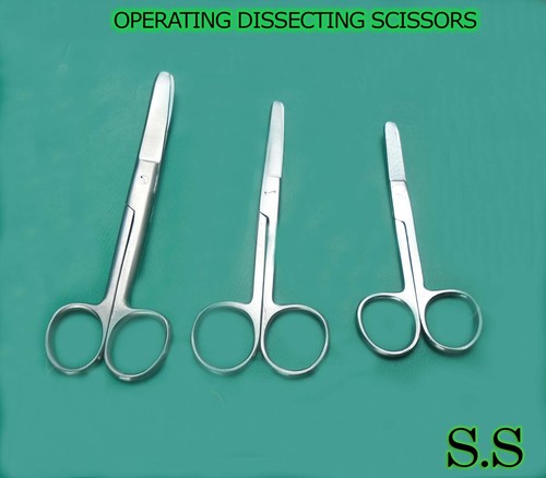 3 PIECES OF OPERATING DISSECTING SCISSORS4.5",5.5",6" CURVED BLUNT/ BLUNT - Picture 1 of 3