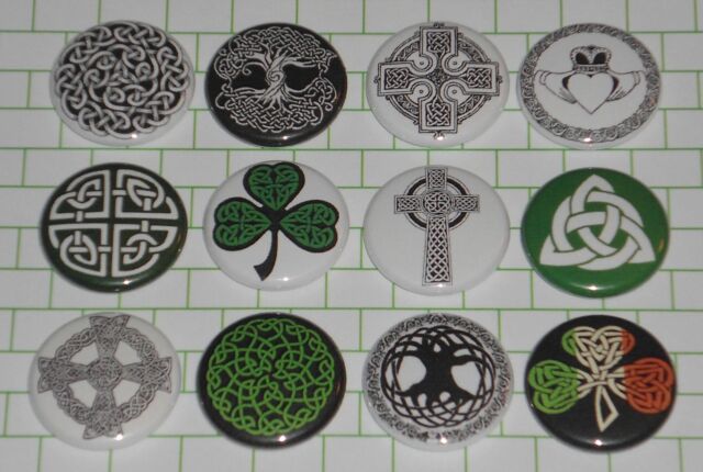 IRISH CELTIC (12 Button Set) 1" One Inch Pins CROSS CLADDAGH TRINITY St. Patrick IRISH CELTIC (12 Button Set) 1" One Inch Pins CROSS CLADDAGH TRINITY St. Patrick
