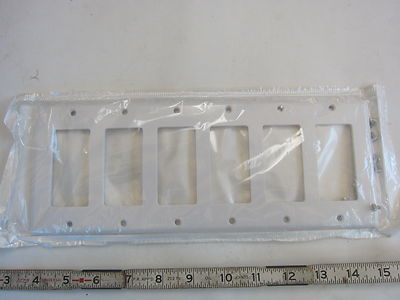 NIB Leviton 80436-A 6-Gang Almond Decora//GFCI Wall Plate