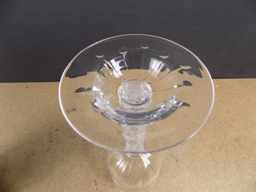 Antique Cut Rock Crystal Wine Glass Double Air Twist Stem - Picture 5 of 7