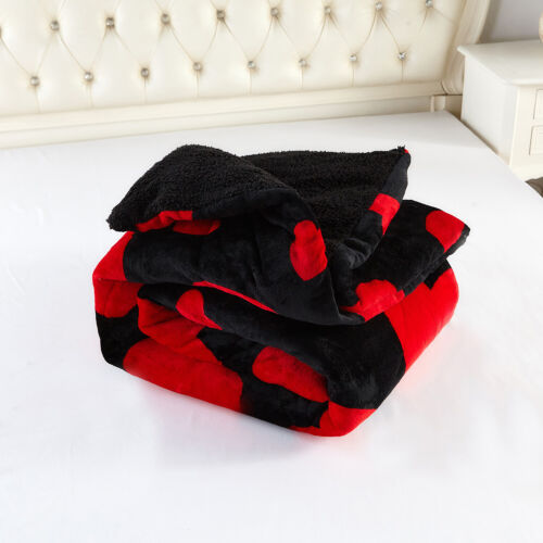 3 Piece Sherpa Blankets Warm Reversible Borrego Blanket Set Comforter King Queen - Picture 36 of 122
