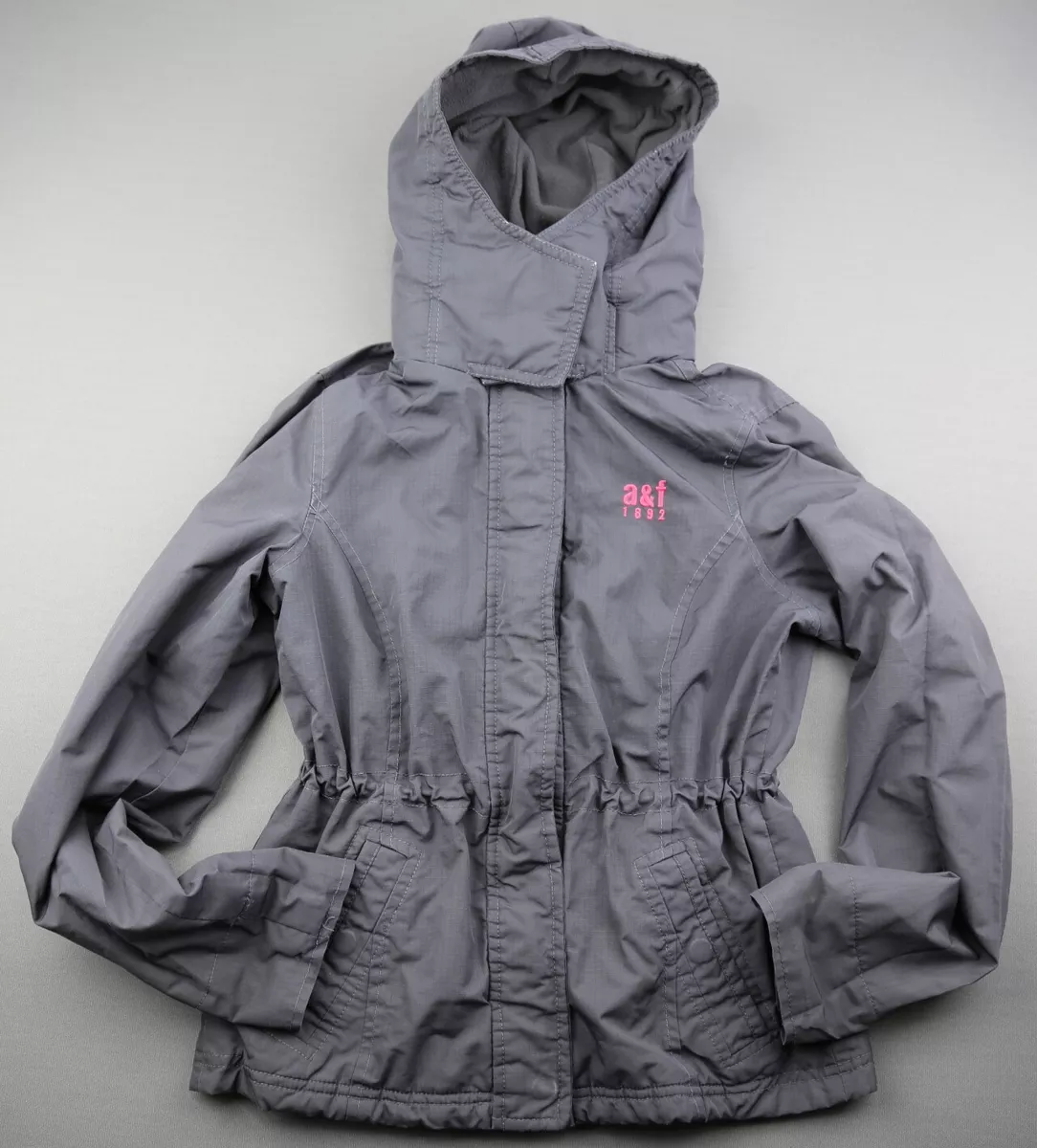 Girls Abercrombie and Fitch All Season Weather Warrior Hooded Jacket Gray Sz XL