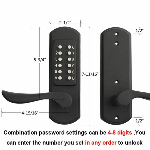 Mechanical Front Door Lock Set Keyless Entry Digital Code Keypad Combination US - Picture 8 of 19