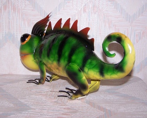 Gecko 14,5 Zoll grüner Tiger Gecko Metall Southwestern Regal Kunst - Bild 4 von 4