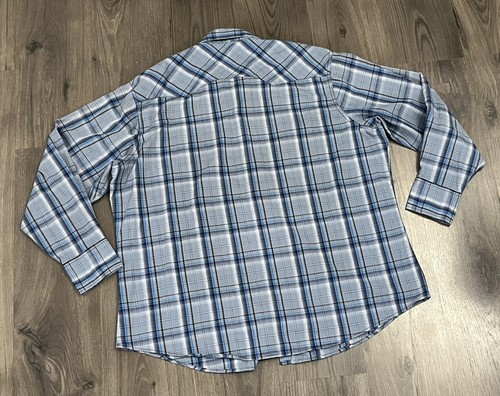 Camisa de manga larga a cuadros Wrangler Wrancher para hombre 2X Western azul con botones - Imagen 6 de 6