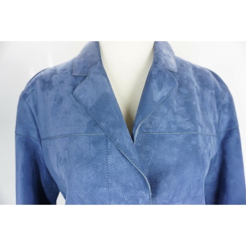 Burberry Womens Blue Suede Pepleigh button Jacket Size 4 US Small $1695 NWT - Picture 5 of 12