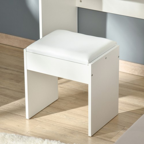 HOMCOM 2-in-1 Design Dressing Table With Padded Stool- White - Picture 8 of 9