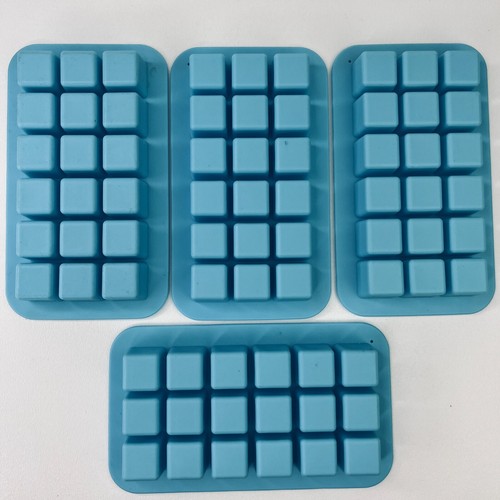 Lot of 4 Square Soap Candle Making Molds Silicone 18 Holes Per Tray DIY Blue - Picture 2 of 4