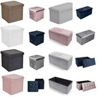 Foldable Storage Boxes with Lid Ottoman Seat Stool Toy Cloths Book Organiser DIY