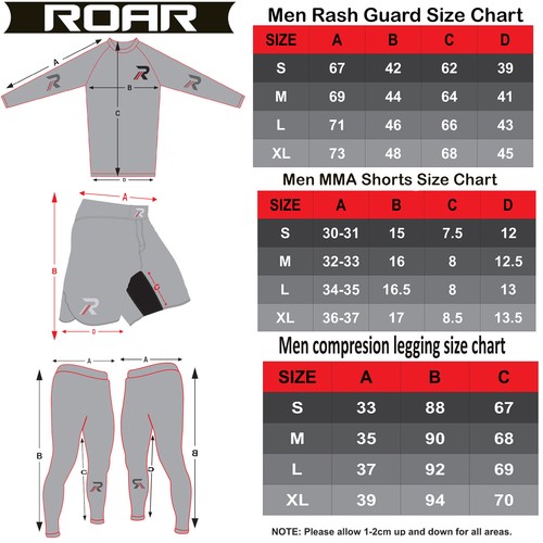 ROAR Men Ninja No Gi Wear Set MMA BJJ Rash Guards & Shorts Fighting Gamaschen - Bild 2 von 10
