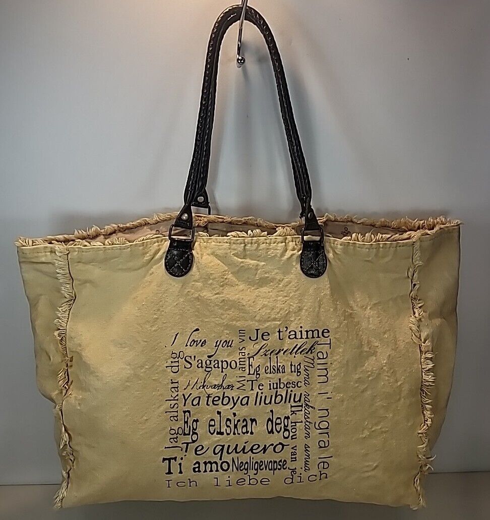 Vintage Addiction Recycled Canvas Leather Tote Bag eBay