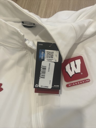 Men's Under Armour White Wisconsin Badgers Motivate Half-Zip Jacket Mens XXL - Picture 5 of 10