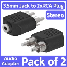 2 Pack 3.5mm Female Jack to 2 RCA Male Plug Stereo Audio Adapter AUX Converter