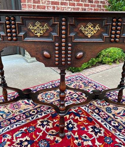 Antique English Table Hall Entry Console Sofa Table Oak William & Mary c. 1900 - Picture 10 of 21