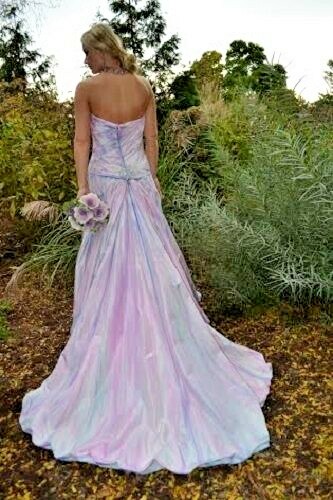 Bohemian Beach Wedding Dress Silk Pink blush White purple 6 8 10 corset med larg - Picture 1 of 17