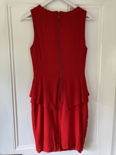 Cue size 8 red peplum sheath dress sleeveless round neck fitted bodice - Picture 10 of 11