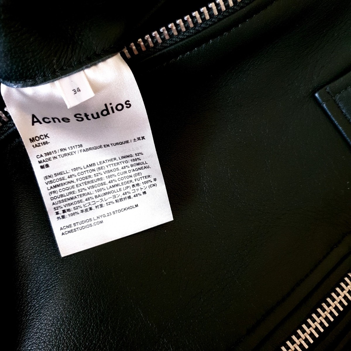 Acne Studios MOCK レザーバイカージャケット 34 羊革 Acne Studios MOCK レザーバイカージャケット 34 羊革 ACNE