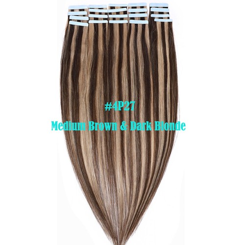 20-60pcs Tape In Glue Human Hair Extensions Remy Skin Weft Full Head Medium Long - Picture 41 of 66