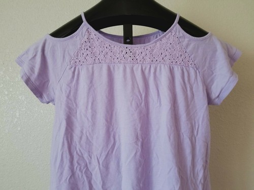 Girls CHILDREN'S PLACE Top Size XXL 16 Keyhole Shoulders Lace Accent Lavender - Picture 3 of 9
