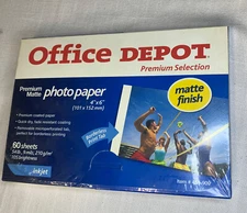 Office Depot Premium Matte Finish Photo Paper 60 4X6 Sheets Inkjet New