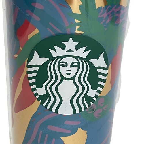 Starbucks Summer 2022 Forest Dream Aqua Terra Floral 24oz Tumbler Cold Cup (NEW) - Picture 3 of 7
