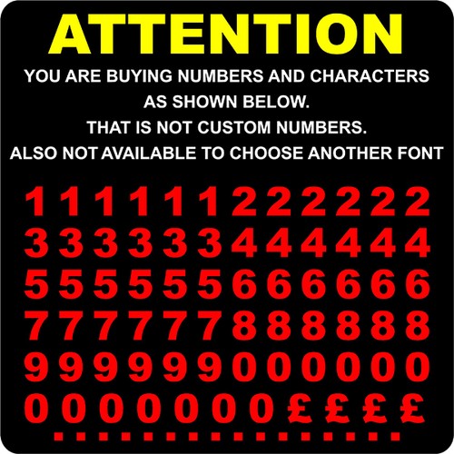 SELBSTKLEBENDES VINYL NUMMERN/1" 25mm,2",3" and 4" verfügbar/WASSERFEST/N8 - Picture 2 of 7