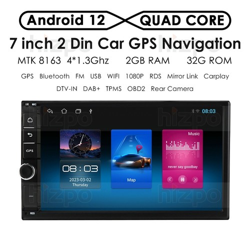 7 Inch Car Stereo Radio Bluetooth 2DIN Android 12 FM GPS 2GB+32GB Navigation SWC - Picture 8 of 19