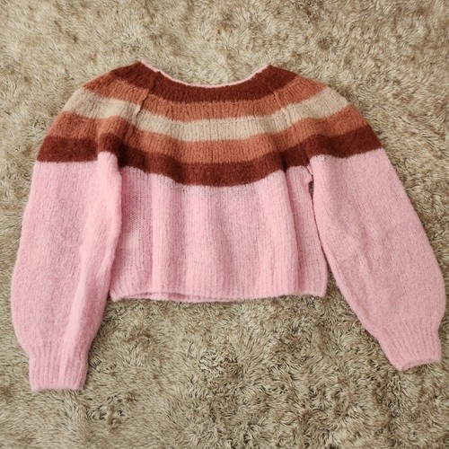 Free People Foxy Baby Alpaca Pullover Sweater in Pink Combo NWT - Picture 10 of 13