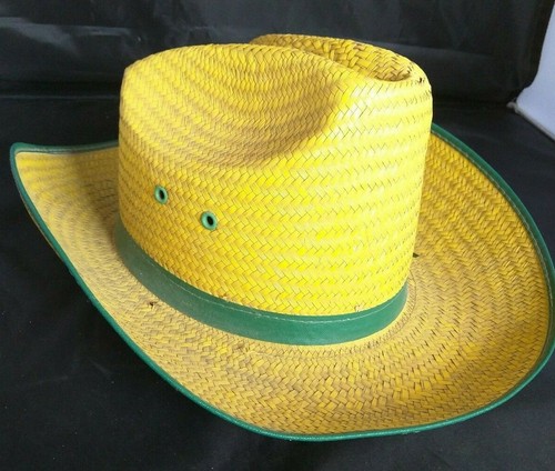 Old Straw Hat Farm Garden Lawn Work Yellow and Gr