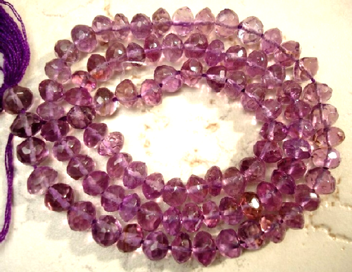 Amethyst 4,5-5 mm Facettiert Rondell Edelstein Perlen 14 Zoll Strang - Bild 2 von 2