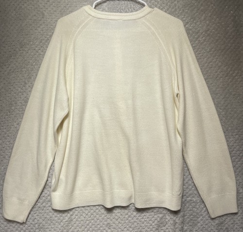 Vintage Classic Elements Cream Ivory Cardigan Sweater Pearl Buttons Womens XL - Picture 8 of 12