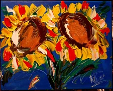 SUNFLOWERS   PAINTING Impasto  Abstract   CANVAS ORIGINAL G7B8G9R