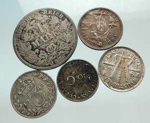 GROUP-LOT-of-5-Old-SILVER-Europe-or-Other-WORLD-Coins-for-your-COLLECTION-i75682