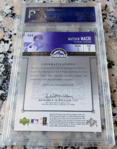 MATT MACRI 2004 SP Prospects Auto Rookie Card RC 048/400 PSA 10 POP 2 Twins🔥🔥$ - Picture 2 of 2