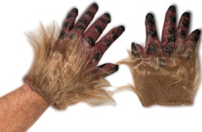 Deluxe BROWN HAIRY MONSTER HANDS Furry Rubber Gloves Adult Ape Gorilla Costume