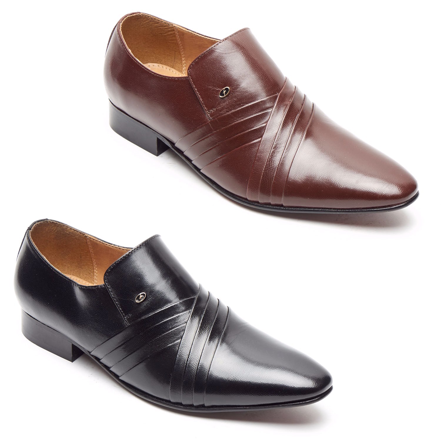 Para hombres Cuero Pleated Vamp Informal Zapatos Negros & marrón Colors Disponibles Para hombres Cuero Pleated Vamp Informal Zapatos Negros & marrón Colors Disponibles