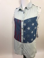 Pacsun Volcom Sleeveless Top M Stars Stripes Grunge Indie Summer Medium July 4 Pacsun Volcom Sleeveless Top M Stars Stripes Grunge Indie Summer Medium July 4