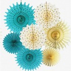 Teal Gold Blissful Celebrations: Chic Cream Polka Dot Paper Fans for Bridal Show