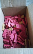1950s Halsam American Wood Bricks - Interconnecting Red Toy Bricks 1.5 Pounds