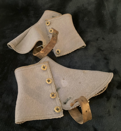 Antique Vintage Gray Felt/Wool Spats..4 Button Boot/Shoe Covers...Size 8