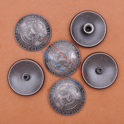 LEATHER TACK HALF DOLLAR EAGLE LEATHERCRAFT RETRO COIN CONCHO 1-1/8" Rivet Back - Picture 5 of 10