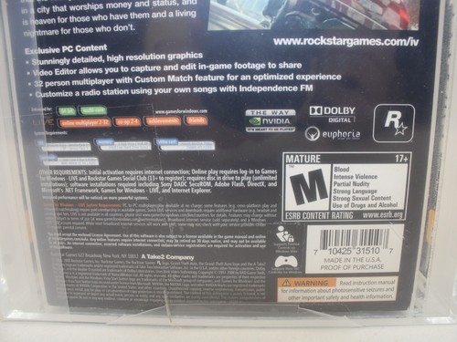 Grand Theft Auto IV PC Windows Vista/XP New/Sealed VGA Graded Silver 80+ NM - Picture 9 of 10